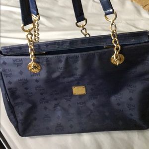 MCM navy tote bag